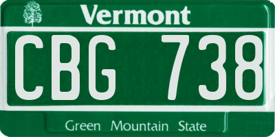 VT license plate CBG738