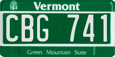 VT license plate CBG741