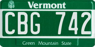 VT license plate CBG742