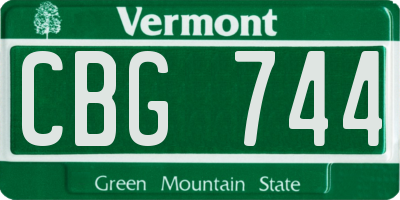 VT license plate CBG744