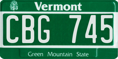 VT license plate CBG745