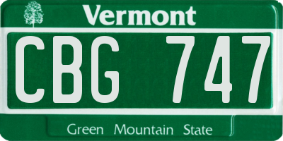 VT license plate CBG747
