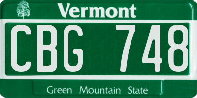 VT license plate CBG748