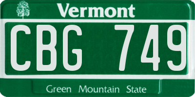 VT license plate CBG749