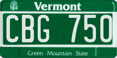VT license plate CBG750