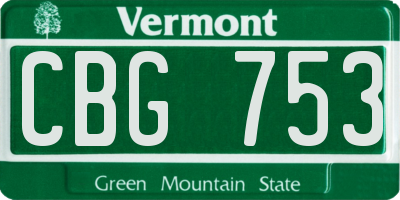 VT license plate CBG753