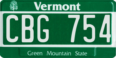 VT license plate CBG754