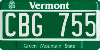 VT license plate CBG755