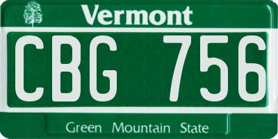 VT license plate CBG756