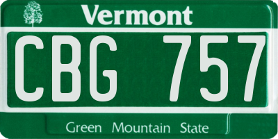 VT license plate CBG757