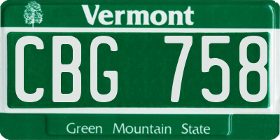 VT license plate CBG758