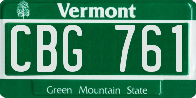 VT license plate CBG761