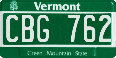 VT license plate CBG762