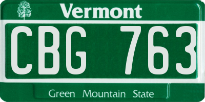 VT license plate CBG763