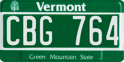 VT license plate CBG764