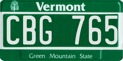 VT license plate CBG765