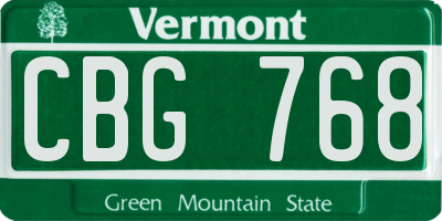 VT license plate CBG768