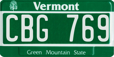 VT license plate CBG769