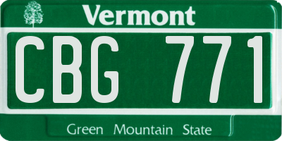 VT license plate CBG771