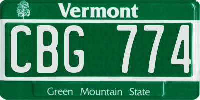 VT license plate CBG774