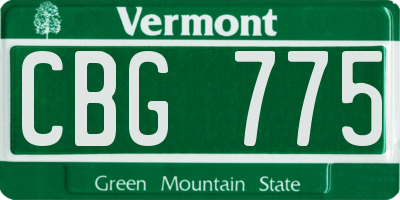 VT license plate CBG775