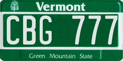 VT license plate CBG777