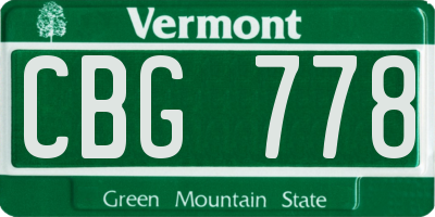 VT license plate CBG778