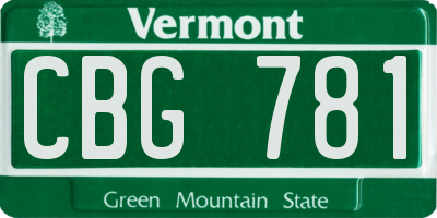 VT license plate CBG781