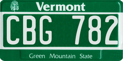 VT license plate CBG782