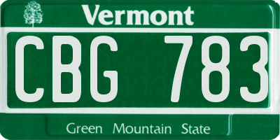 VT license plate CBG783