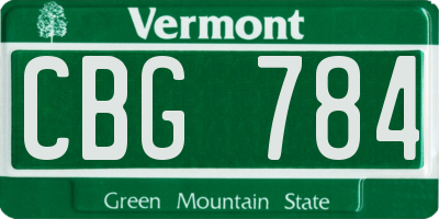 VT license plate CBG784
