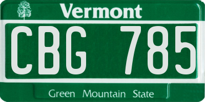 VT license plate CBG785