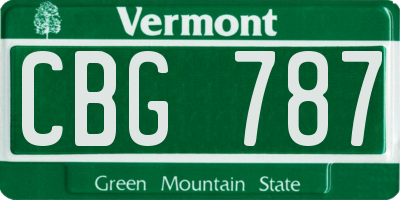 VT license plate CBG787