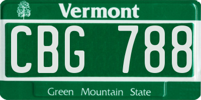 VT license plate CBG788