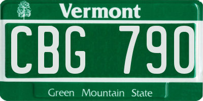 VT license plate CBG790