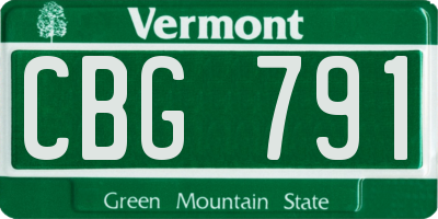 VT license plate CBG791