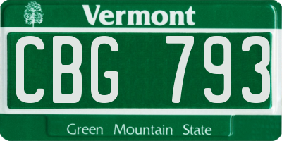 VT license plate CBG793