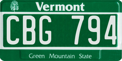 VT license plate CBG794