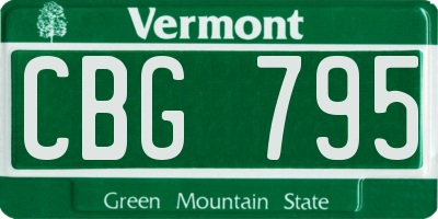 VT license plate CBG795