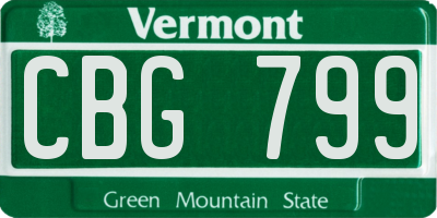 VT license plate CBG799