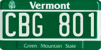 VT license plate CBG801