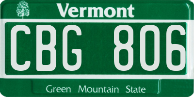 VT license plate CBG806