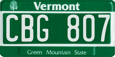 VT license plate CBG807