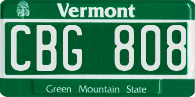 VT license plate CBG808