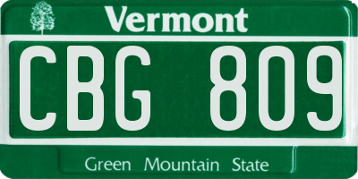 VT license plate CBG809