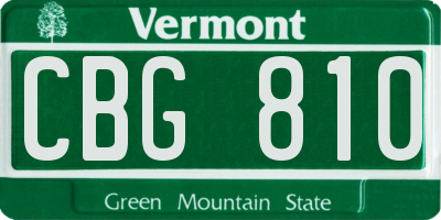 VT license plate CBG810