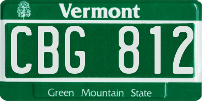 VT license plate CBG812
