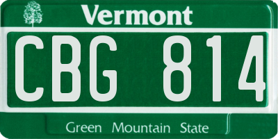 VT license plate CBG814