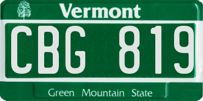 VT license plate CBG819