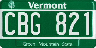 VT license plate CBG821